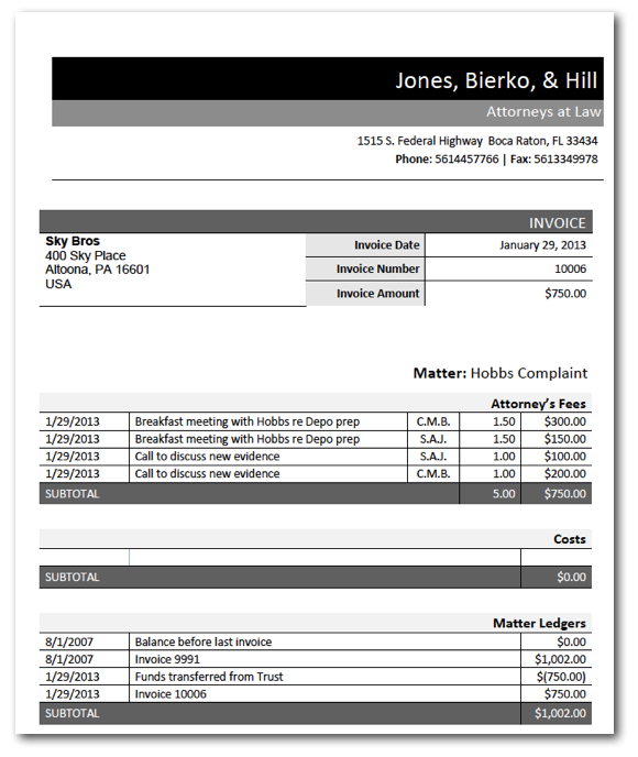 Modernist Law Firm Invoice