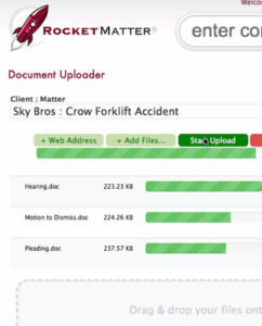Rocket Matter's Bulk Document Uploader now allows you to upload files as large as 10MB and you can upload media files.