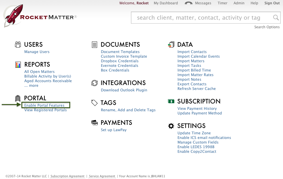 share invoices using law firm portal