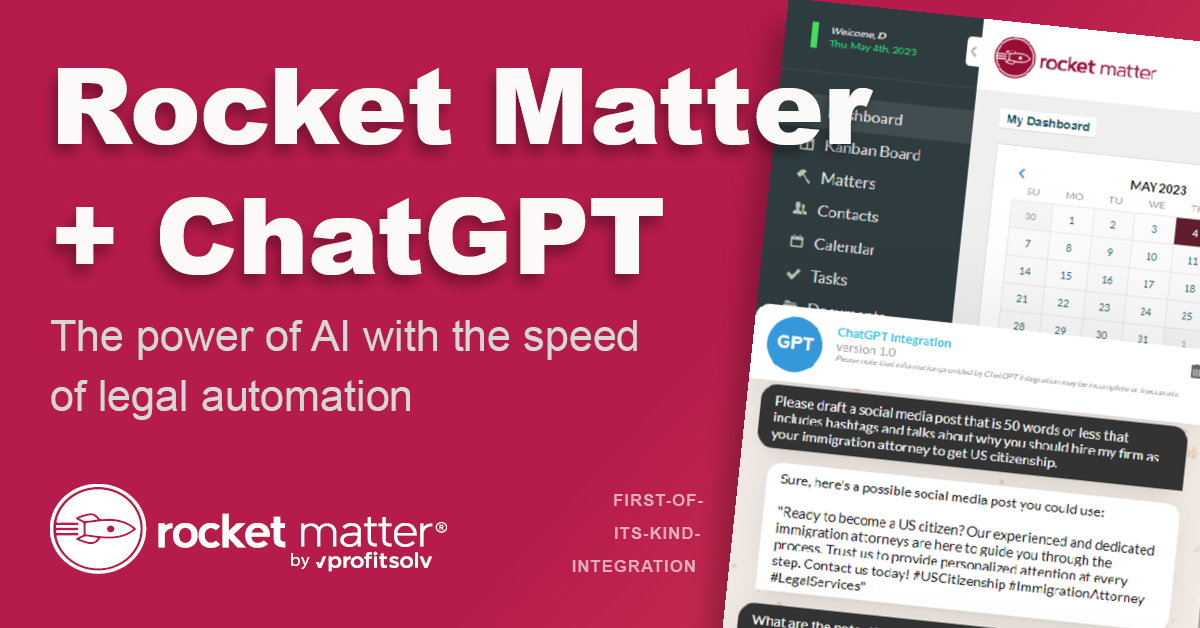 Rocket Matter Ushers in New Era of Legal Workflow and Automation with ChatGPT Integration